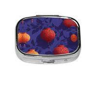 Pilulier décoratif en métal à 2 compartiments pour poche ou sac à main Motif fruits de la mi-automne