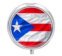 Pilulier décoratif en métal à 3 compartiments avec motif drapeau de Porto Rico, organiseur de médicaments portable pour vitamines, pilulier de voyage avec inserts sans BPA, cadeau personnalisé pour