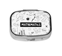 Pilulier décoratif en métal imprimé mathématiques - Transportez vos médicaments avec style (rectangulaire)
