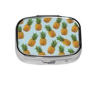 Pilulier décoratif en métal Motif ananas - Transportez vos médicaments avec style (rectangulaire)