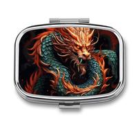 Pilulier dragon chinois à 2 compartiments - Pilulier portable de poche - Organisateur de médicaments et de vitamines pour homme et femme