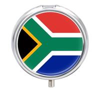 Pilulier drapeau d'Afrique du Sud avec miroir, 3 compartiments, étanche, pour sac à main ou poche, antidérapant, organisateur de voyage pour compléments alimentaires (vitamines, huile de poisson, etc