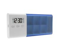 Pilulier électronique avec rappel d'alarme, boîte à médicaments hebdomadaire à 6 compartiments avec alerte sonore et lumineuse pour voyage, usage domestique - Bleu