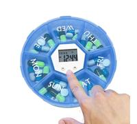 Pilulier ÉLectronique | Distributeur Pilules Hebdomadaire | Boîte De Rangement Médicaments Avec Alarme Intégrée | Organisateur Rond Abs 11cm Matin-Midi-Soir, Portable Avec Rappel, IDéal Maison Voyage