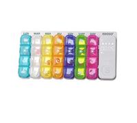 Pilulier électronique pour 7 jours avec alarme intelligente et écran LED | Lumière, son et vibration | Minuteur de rappel | Récipient coloré facile à révéler | Design français