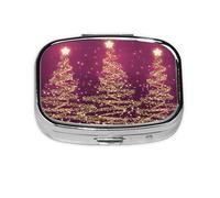 Pilulier élégant avec arbres de Noël étincelants rose violet 2 compartiments