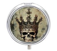 Pilulier élégant en forme de tête de mort avec 3 compartiments - Organiseur de médicaments portable 3 x par jour avec miroir - Petit pilulier pour sac à main et poche - Joli récipient à médicaments