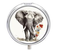 Pilulier éléphant avec 3 compartiments - Pilulier de voyage portable pour sac à main, bouton d'ouverture facile, petite boîte à pilules ronde pour femmes et hommes