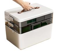 Pilulier en ABS - Grand format - 34 x 22 x 25,5 cm - Rangement résistant à l'humidité - Avec poignée de transport - Gestion des médicaments de voyage - Fournitures ménagères - Voyage à domicile