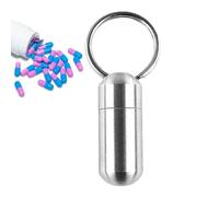 Pilulier en acier inoxydable - Porte-clés - Pilulier simple - Petit étui de transport | Poche multifonctionnelle - Organiseur personnel pour pilulier - Pour femmes, hommes, garçons et filles