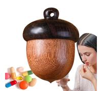 Pilulier en bois - 3 × 2,2 × 2,2 cm | Pilulier portable en forme de noix de pin | Organiseur de médicaments compact et jolie boîte à bijoux pour sac à main ou pendentif pour voyage