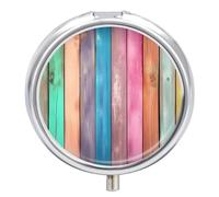 Pilulier en bois coloré - Joli pilulier rond - Portable - Pour médicaments et vitamines - Organiseur pour sac à main