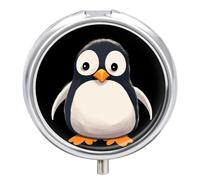 Pilulier en forme d'animal mignon - 3 compartiments - Petit pilulier rond - En métal - Pour sac à main