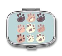 Pilulier en forme d'animal mignon à 2 compartiments, pilulier portable avec miroir pour poche, sac à main, voyage, mini organisateur de médicaments en métal pour vitamines, huile de poisson
