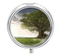 Pilulier en forme d'arbre avec branche paysagère à 3 compartiments - Portable - Porte-médicaments rond - Support de vitamines - Organisateur de médicaments en métal décoratif