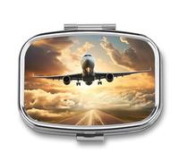 Pilulier en forme d'avion à 2 compartiments - Pilulier portable pour poche ou sac à main - Organiseur décoratif en métal pour médicaments et vitamines