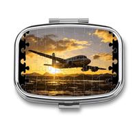 Pilulier en forme d'avion - Jolie boîte à pilules carrée - Portable - Support de vitamines pour sac à main