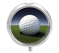 Pilulier en forme de balle de golf à 3 compartiments - Portable - Rond - Porte-vitamines - Organisateur décoratif en métal