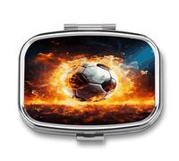 Pilulier en forme de ballon de football brûlant - 2 compartiments - Petit pilulier mignon