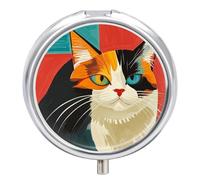 Pilulier en forme de chat d'art moderne - Pilulier hebdomadaire - Petit pilulier pour sac à main