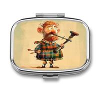 Pilulier en forme de cornemuse écossaise, format voyage, à 2 compartiments, avec compartiments pour vitamines et huile de poisson. Organisateur de médicaments de poche pour le bureau et la maison.