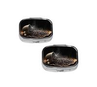 Pilulier en forme de grains de café à 2 compartiments - Pilulier de voyage en métal - Cadeau parfait pour toute personne dans le besoin
