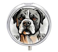 Pilulier en forme de tête de bouledogue américain à 3 compartiments, petit pilulier personnalisé avec miroir, pilulier portable pour poche ou sac à main, pilulier rond contenant des cadeaux de voyage