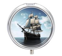 Pilulier en forme de vieux bateau à voile, organiseur de pilules à 3 compartiments, petit pilulier quotidien, petit pilulier rond, pilulier de voyage en métal pour poche de sac à main