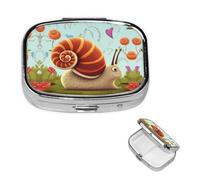 Pilulier en forme d'escargot mignon - 2 compartiments - Petit pilulier pour sac à main ou poche de voyage - Pilulier portable - Organisateur de vitamines