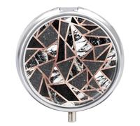 Pilulier en marbre or rose à 3 compartiments - Pilulier rond portable pour poche, sac à main, récipient à médicaments quotidiens pour contenir des vitamines, de l'huile de poisson - Cadeau de voyage