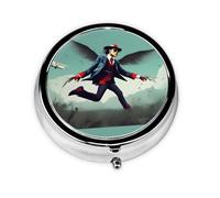 Pilulier en métal 5,1 x 5,1 x 1,8 cm Mini boîte de rangement pour médicaments de voyage pour sac à main, poche, chasse, vol, impression sauvage