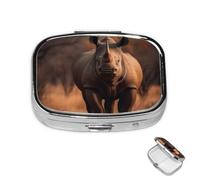 Pilulier en métal à 2 compartiments en forme d'animaux qui marchent - Pour sac à main ou poche - Joli mini pilulier portable de voyage pour contenir des suppléments, des vitamines, de l'huile de