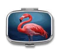 Pilulier en métal à 2 compartiments en forme de flamant rose - Petit pilulier de voyage portable - Mini support de médicaments quotidiens pour vitamines et huile de poisson