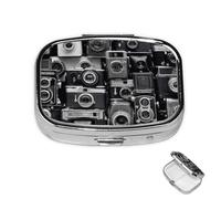 Pilulier en métal à 2 compartiments rétro cool pour sac à main ou poche - Mini pilulier portable de voyage pour contenir des suppléments, des vitamines, de l'huile de poisson