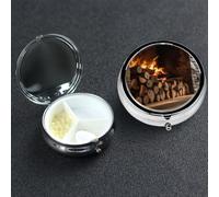 Pilulier en métal à 3 compartiments en bois sur la cheminée pour sac à main ou poche, mini pilulier de voyage portable pour contenir des suppléments, des vitamines, de l'huile de poisson