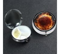 Pilulier en métal à 3 compartiments en forme de basket-ball sur le feu, pour sac à main ou poche, mini pilules de voyage portable pour contenir des suppléments, des vitamines, de l'huile de poisson