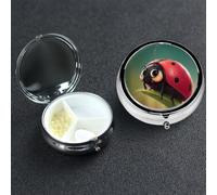 Pilulier en métal à 3 compartiments en forme de coccinelle pour sac à main ou poche, mini pilules de voyage portable pour contenir des suppléments, des vitamines, de l'huile de poisson