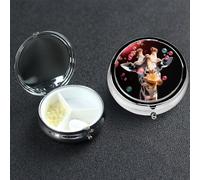 Pilulier en métal à 3 compartiments en forme de girafe soufflant des bulles pour sac à main ou poche, mini pilules de voyage portable pour contenir des suppléments, des vitamines, de l'huile de