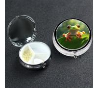 Pilulier en métal à 3 compartiments en forme de grenouille mignonne pour sac à main ou poche, mini pilules de voyage portable pour contenir des suppléments, des vitamines, de l'huile de poisson