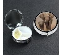 Pilulier en métal à 3 compartiments pour médicaments - Éléphants qui marchent - Pour sac à main ou poche - Mini pilules de voyage portable pour contenir des suppléments, des vitamines, de l'huile de
