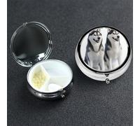 Pilulier en métal à 3 compartiments pour médicaments Husky Dogs - Pilulier pour sac à main ou poche - Mini pilulier de voyage portable pour contenir des suppléments, des vitamines, de l'huile de