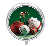 Pilulier en métal avec 3 compartiments étanche et miroir pour sac à main, sac à main, support de vitamines pour médicaments quotidiens, récipient de voyage (rond)