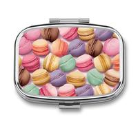 Pilulier en métal avec miroir - Pilulier de voyage à 2 compartiments pour sac à main, pilulier portable, récipient compact à vitamines, macarons, biscuits, pâtisseries, médicaments pour huile de