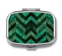 Pilulier en métal avec miroir - Pilulier de voyage à 2 compartiments pour sac à main, pilulier portable compact avec organiseur de médicaments vert émeraude pour huile de poisson et supplément