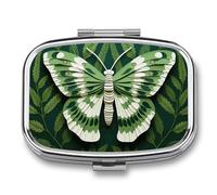 Pilulier en métal avec miroir - Pilulier de voyage à 2 compartiments pour sac à main, pilulier portable, récipient compact pour vitamines et médicaments contre les mites blanches, pour huile de