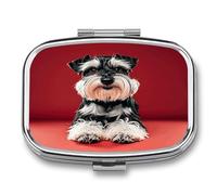 Pilulier en métal étanche avec impression schnauzer - Petite boîte à pilules portable de voyage pour voyage, sac à main ou poche