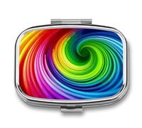 Pilulier en spirale arc-en-ciel à 2 compartiments pour sac à main ou poche Mini pilulier en métal pour médicaments quotidiens pour contenir des vitamines, de l'huile de poisson