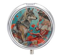 Pilulier étanche à 3 compartiments avec miroir rond en métal pour femme et loup