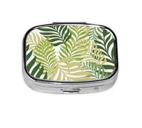Pilulier exotique tropical avec feuilles de palmier, 2 compartiments, organiseur portable
