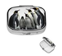 Pilulier familial de pingouins à 2 compartiments pour sac à main ou poche, pilulier portable pour vitamines